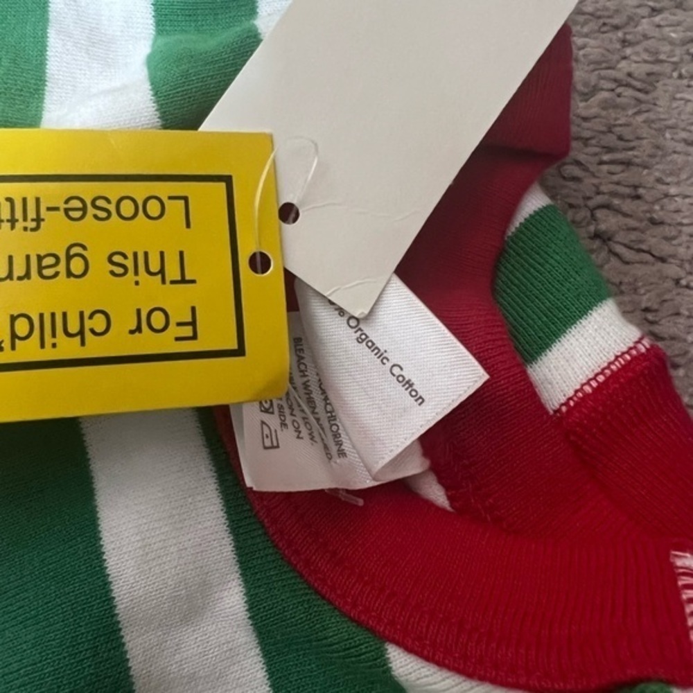 Hanna Andersson Green and White Red Trimmed Stripe Top - Picture 3 of 5